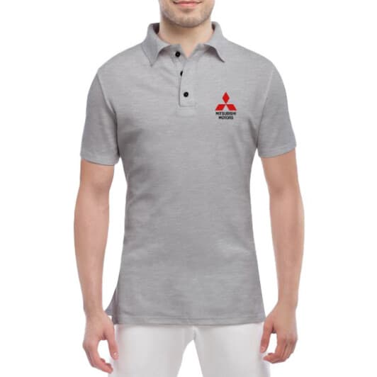 Футболка мужская Globuspioner поло Mitsubishi Motors Mini Logo серый спереди