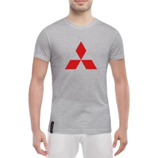 Футболка мужская Globuspioner классическая Mitsubishi Big Logo Sign серый спереди