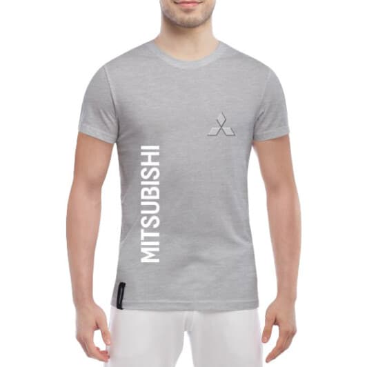 Футболка мужская Globuspioner классическая Mitsubishi Logo Vertical серый спереди