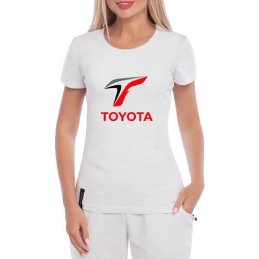 Футболка женская Globuspioner классическая Toyota T белая принт спереди