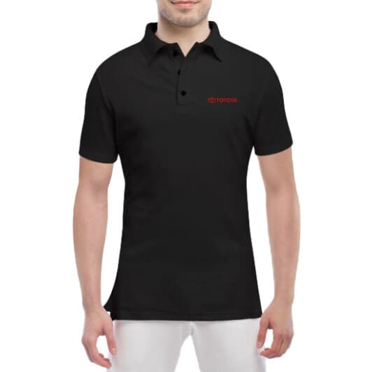 Футболка чоловіча Globuspioner поло Toyota Logo Wide чорна принт спереду