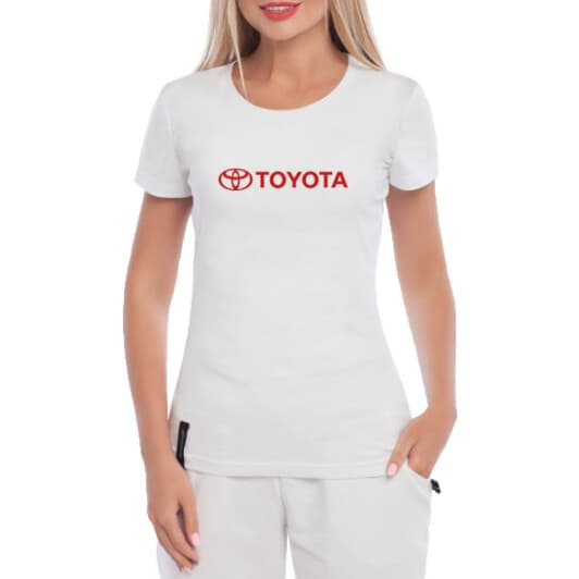 Футболка жіноча Globuspioner класична Toyota Logo Wide біла принт спереду