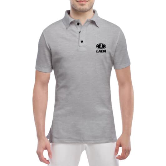 Футболка чоловіча Globuspioner поло Lada Logo сіра принт спереду