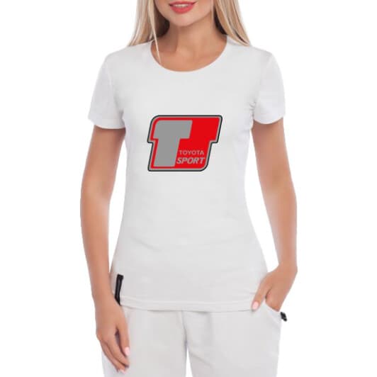 Футболка женская Globuspioner классическая Toyota T Sport Grey белая принт спереди