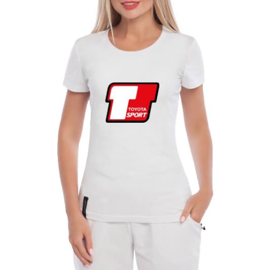 Футболка жіноча Globuspioner класична Toyota T Sport White біла принт спереду