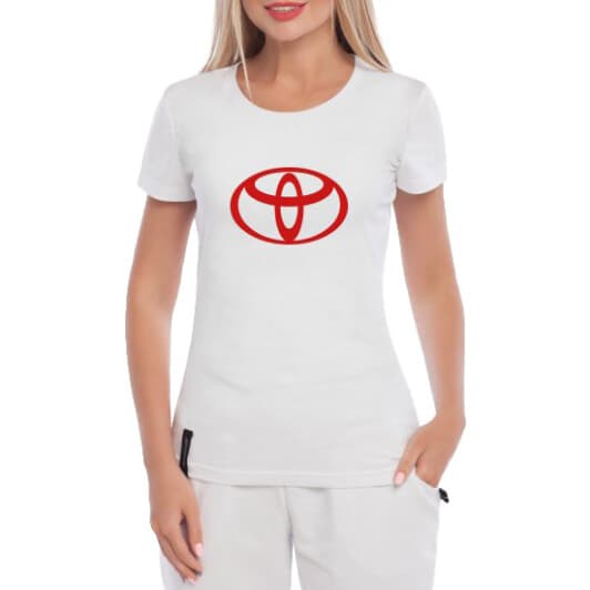 Футболка жіноча Globuspioner класична Toyota Big Sign біла принт спереду