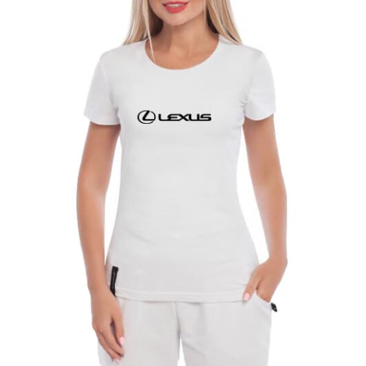 Футболка жіноча Globuspioner класична Lexus Logo v2 біла принт спереду