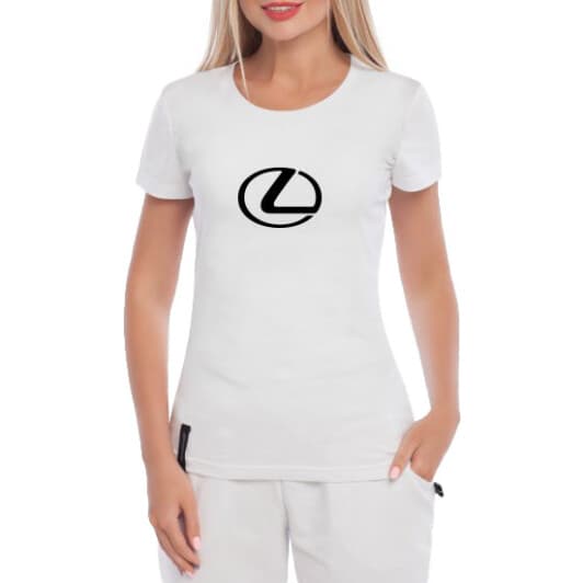 Футболка женская Globuspioner классическая Lexus Logo Big белая принт спереди