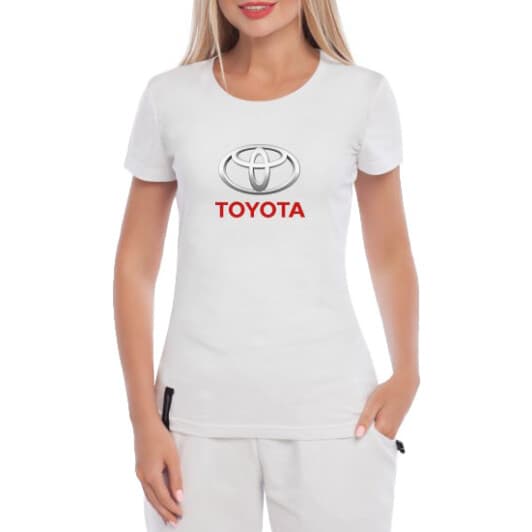 Футболка жіноча Globuspioner класична Toyota Big Logo v2 біла принт спереду