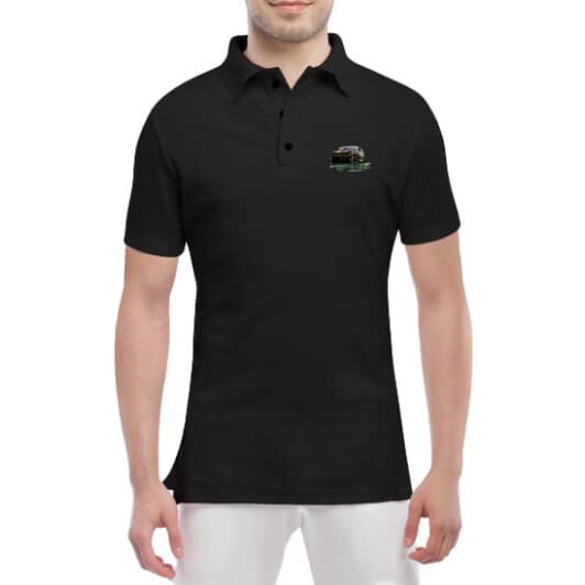 Футболка чоловіча Globuspioner поло Niva Offroad чорна принт спереду