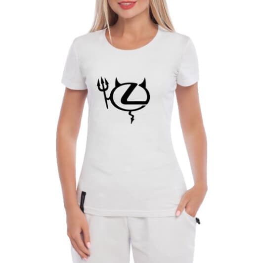 Футболка женская Globuspioner классическая Lexus Devil Logo белая принт спереди