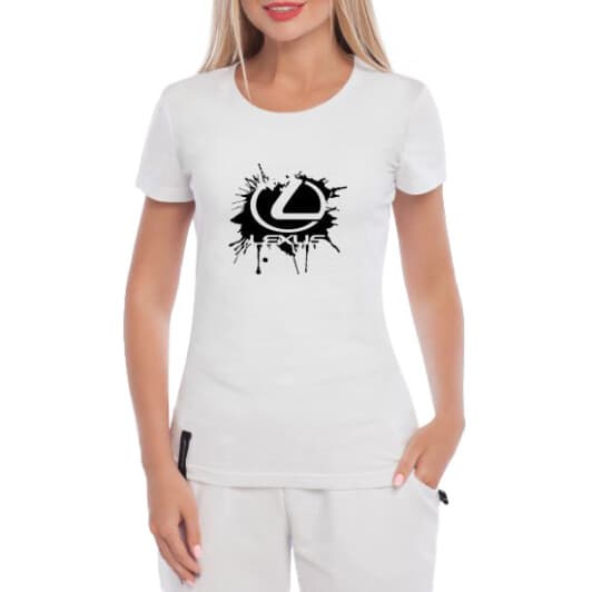 Футболка женская Globuspioner классическая Lexus Splash белая принт спереди