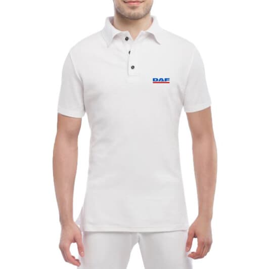 Футболка чоловіча Globuspioner поло DAF Logo біла принт спереду