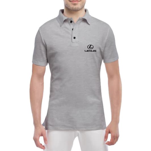 Футболка чоловіча Globuspioner поло Lexus Logo Big v2 сіра принт спереду
