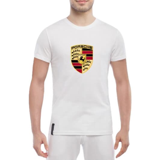 Футболка мужская Globuspioner классическая Porsche Big Logo белый спереди