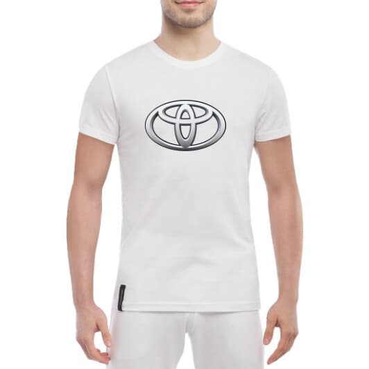 Футболка чоловіча Globuspioner класична Toyota Silver Big Logo біла принт спереду
