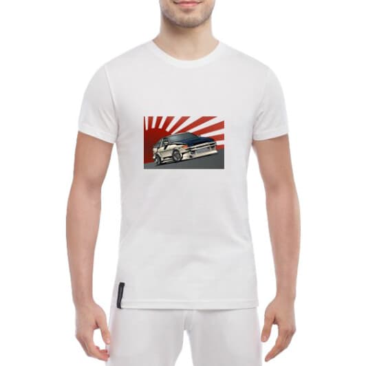 Футболка чоловіча Globuspioner класична Toyota Corolla AE86 біла принт спереду