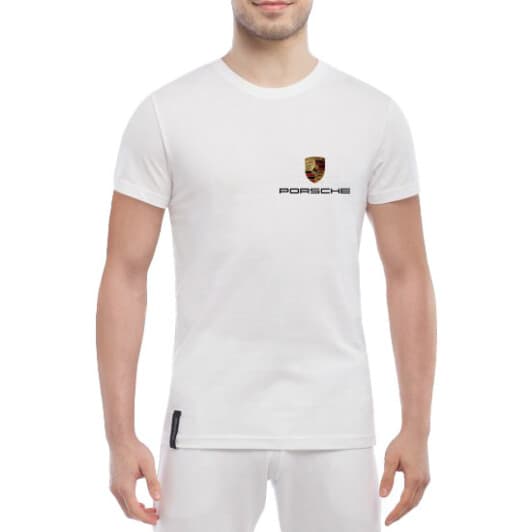 Футболка чоловіча Globuspioner класична Porsche Mini Logo біла принт спереду
