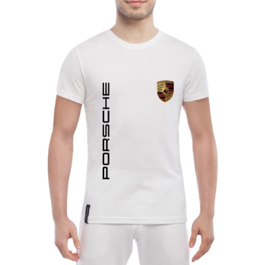 Футболка мужская Globuspioner классическая Porsche Logo Vertical белый спереди
