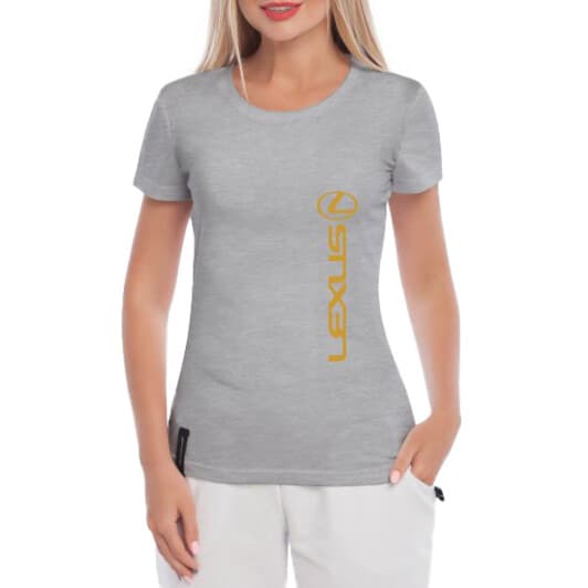 Футболка жіноча Globuspioner класична Lexus Logo Gold сіра принт спереду