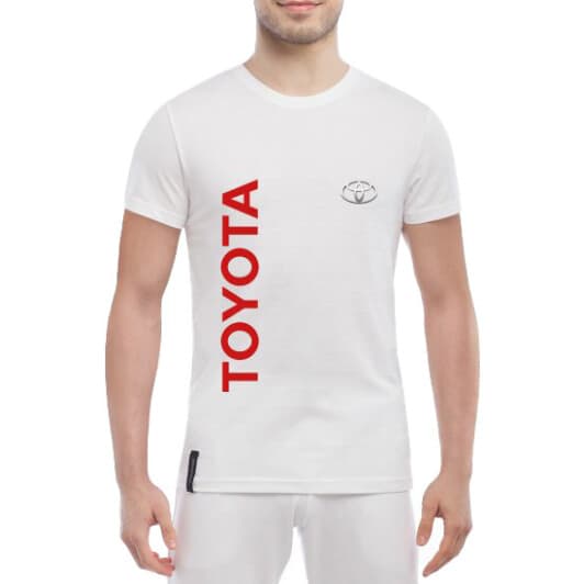 Футболка мужская Globuspioner классическая Toyota Silver Big Logo Vertical белый спереди