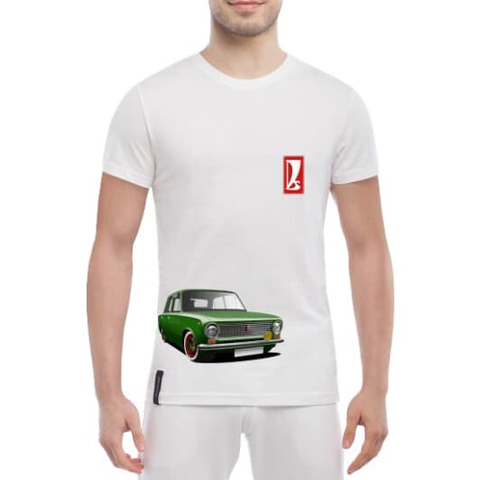 Футболка чоловіча Globuspioner класична VAZ 2101 біла принт спереду
