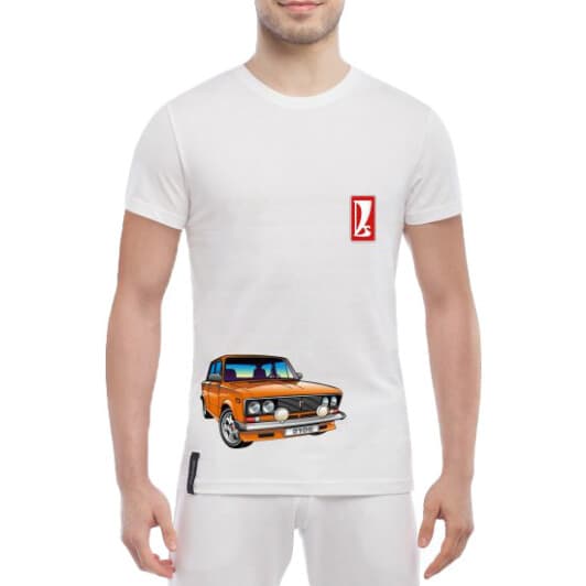 Футболка мужская Globuspioner классическая VAZ 2106 Orange белый спереди