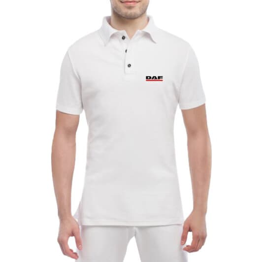 Футболка чоловіча Globuspioner поло DAF Mini Logo біла принт спереду