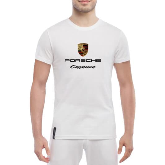 Футболка мужская Globuspioner классическая Porsche Cayenne белый спереди