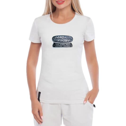 Футболка жіноча Globuspioner класична Land Rover Steel біла принт спереду