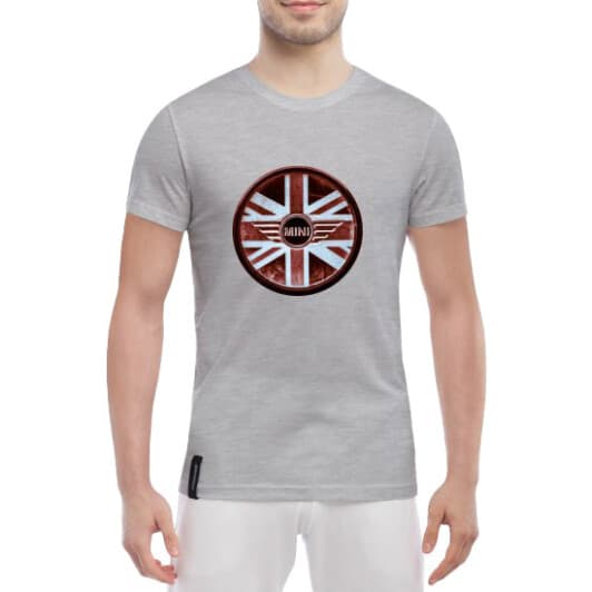 Футболка мужская Globuspioner классическая Mini Cooper Red Flag серый спереди