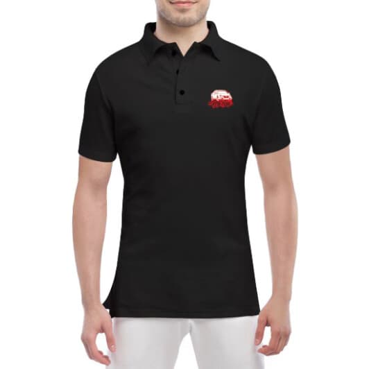 Футболка чоловіча Globuspioner поло Jetta Сlub чорна принт спереду