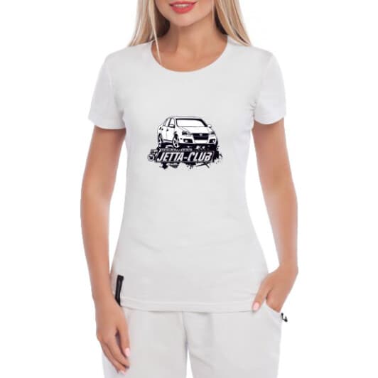 Футболка женская Globuspioner классическая Jetta Сlub белая принт спереди