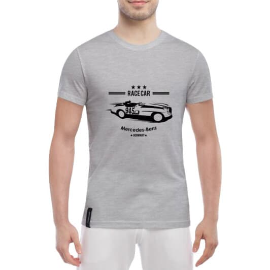 Футболка чоловіча Globuspioner класична Mercedez Racecar сіра принт спереду