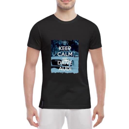 Футболка чоловіча Globuspioner класична Keep Сalm and Drive Audi чорна принт спереду