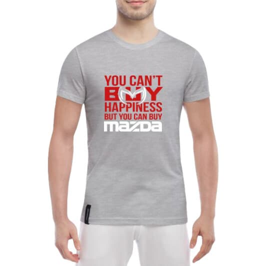 Футболка чоловіча Globuspioner класична Mazda Happiness сіра принт спереду