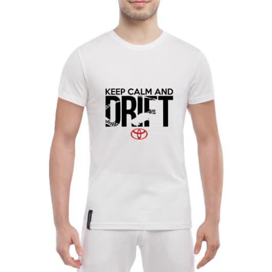 Футболка мужская Globuspioner классическая Keep Calm and Drift Toyota белый спереди