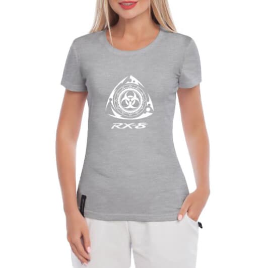 Футболка женская Globuspioner классическая Mazda Engine RX-8 серая принт спереди