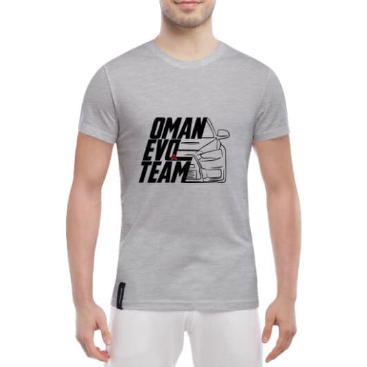 Футболка чоловіча Globuspioner класична Mitsubishi Oman Evo Team сіра принт спереду