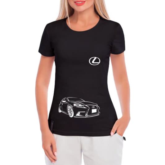 Футболка женская Globuspioner классическая Lexus IS черная принт спереди