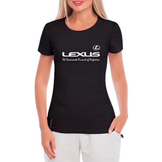 Футболка женская Globuspioner классическая Lexus Slogans черная принт спереди