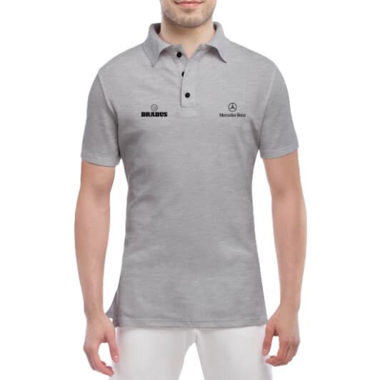 Футболка чоловіча Globuspioner поло Mercedes Brabus сіра принт спереду