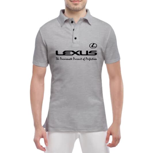 Футболка чоловіча Globuspioner поло Lexus Slogans сіра принт спереду