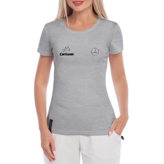 Футболка жіноча Globuspioner класична Mercedes Carisson сіра принт спереду
