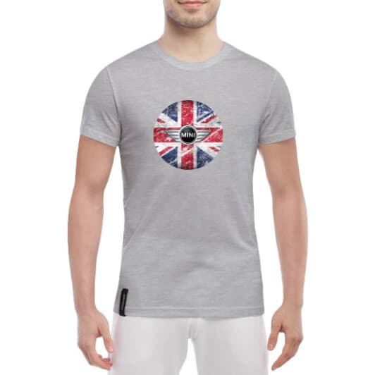 Футболка чоловіча Globuspioner класична Mini Cooper Flag сіра принт спереду