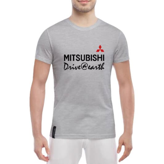 Футболка мужская Globuspioner классическая Mitsubishi Slogans серый спереди