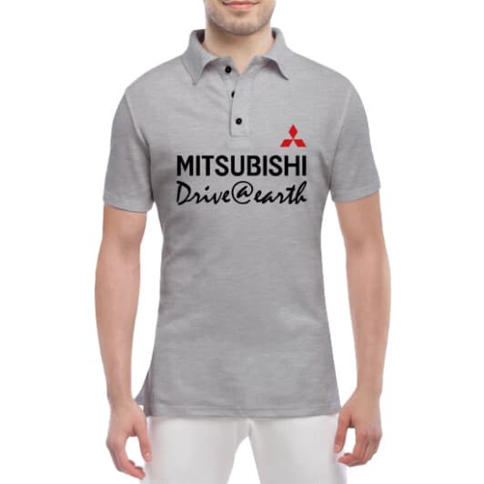 Футболка мужская Globuspioner поло Mitsubishi Slogans серый спереди