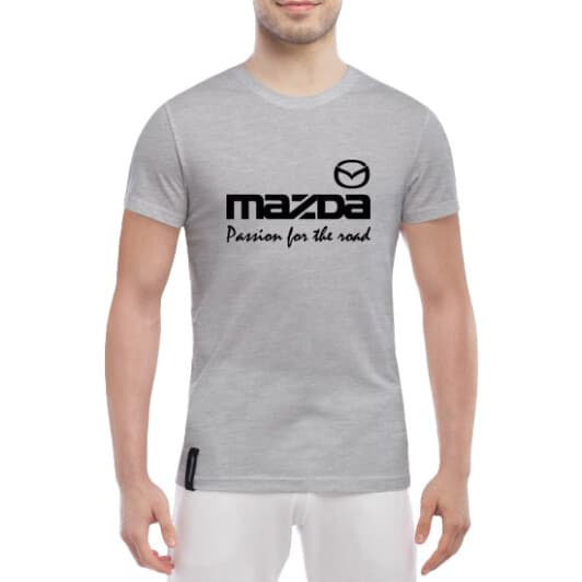 Футболка чоловіча Globuspioner класична Mazda Slogan сіра принт спереду