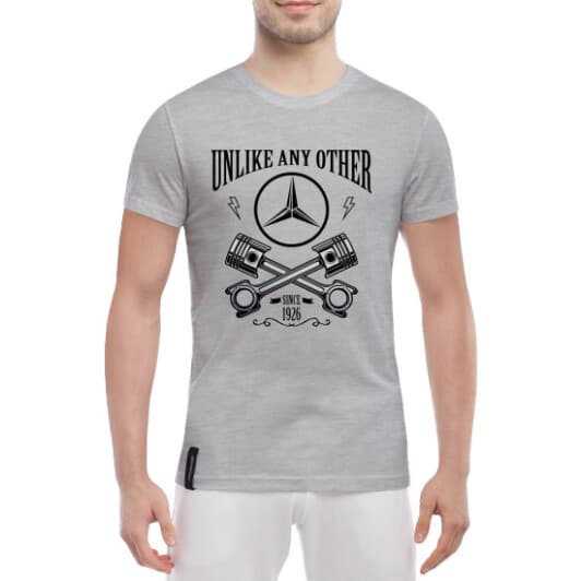 Футболка чоловіча Globuspioner класична Mercedes Retro сіра принт спереду