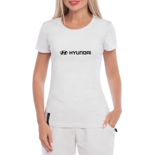 Футболка жіноча Globuspioner класична Hyundai Logo біла принт спереду